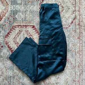 NWT Teal Silk Cargo Pants